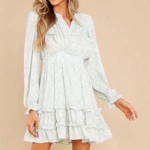 Sage mini silk dress